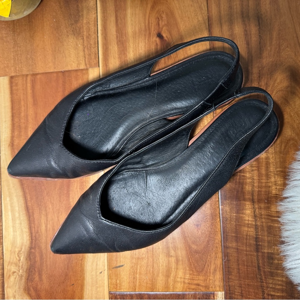 Elegant Frye brand 100% leather Black Slingback Women's Shoes